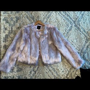 Lilac purple faux fur coat